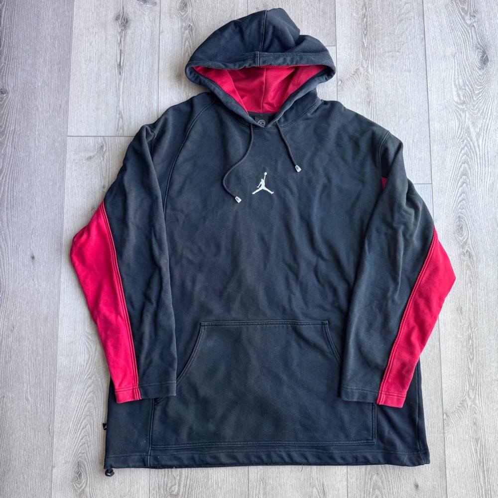 Vintage Jordan Brand Y2K 20th Anniversary Hoodie Black Red XXL Jumpman Fleece